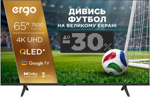 Телевізор QLED Ergo 65JUQ7500 (Google TV, Wi-Fi, 3840x2160)