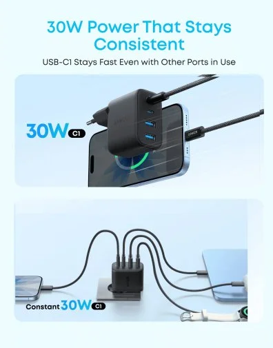 Фото: Зарядний пристрій Anker Zolo Charger 50W Black (A121EG11) № 8 | KTC