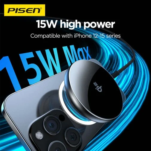 Фото: Бездротовий зарядний пристрій Pisen TP-C56 Qi2 Magnetic Desktop Charging Base 15W Black № 12 | KTC