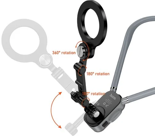 Фото: Універсальний тримач Hoco K31 Campo magnetic neck-hanging holder Black Gray (6942007664646) № 14 | KTC