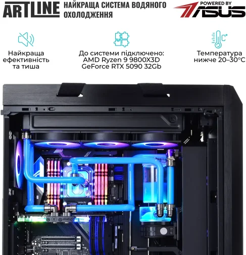 Фото: Персональний комп'ютер ARTLINE Overlord P99 Windows 11 Pro (P99v101Win) - AMD Ryzen 7 9800X3D / 96 ГБ DDR5 / PCI-E SSD 2 ТБ + 2 ТБ / Nvidia / GeForce RTX 5090, 32 ГБ / AMD X870E / 1200 Вт № 19 | KTC