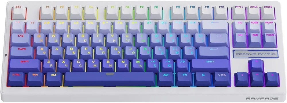 Фото: Клавіатура Proove Gaming Rampage WL/BT/USB Gradient Purple/White (WKRM00022419) № 14 | KTC