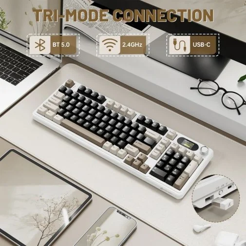 Фото: Клавіатура Attack Shark X98 Pro WL/BT/USB Cheese White (X98PROCW_AS) № 14 | KTC