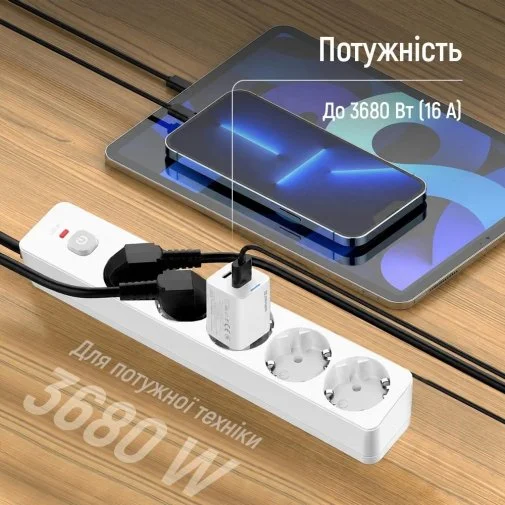 Фото: Мережевий фільтр ColorWay CW-PSEA1653W 5/3m White № 19 | KTC