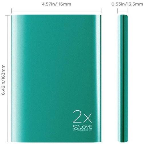 Батарея універсальна Solove A8 Power Bank 20000 mAh зелена