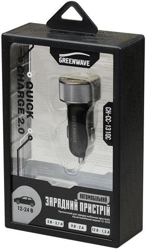 Автомобільний зарядний пристрій GREENWAVE CH-CC-131QC USB 3.1A чорний