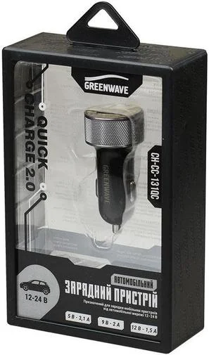 Фото: Автомобільний зарядний пристрій GREENWAVE CH-CC-131QC USB 3.1A чорний № 7 | KTC
