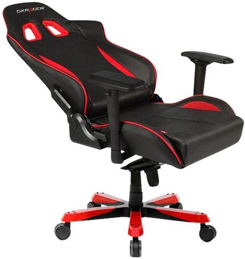 Крісло ігрове DXRacer King OH/KS57/NR, PU шкіра, Al основа, Black/Red