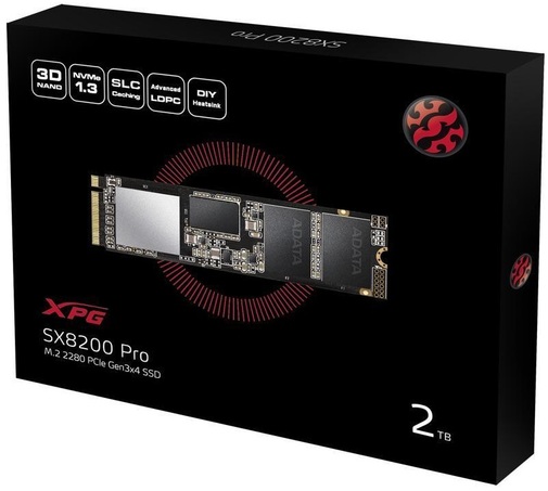 Твердотільний накопичувач A-Data XPG SX8200 Pro 2280 PCIe 3.0 x4 NVMe 2TB ASX8200PNP-2TT-C