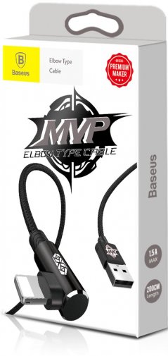 Кабель Baseus MVP Elbow AM / Lightning 2m Black (CALMVP-A01)