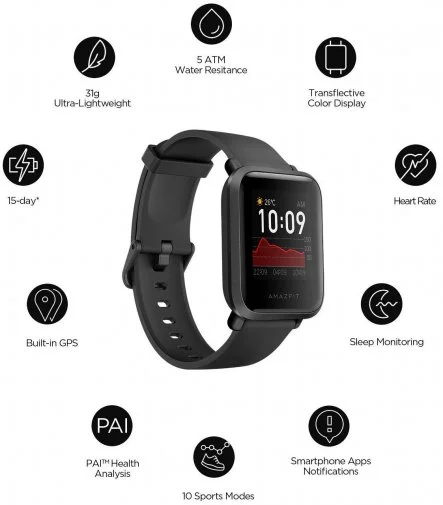 Фото: Смарт годинник Amazfit Bip S Carbon Black № 6 | KTC