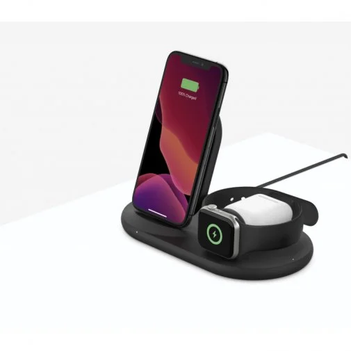Фото: Бездротова зарядна станція Belkin 3in1 Wireless Pad/Stand/Apple Watch Black (WIZ001VFBK) № 11 | KTC