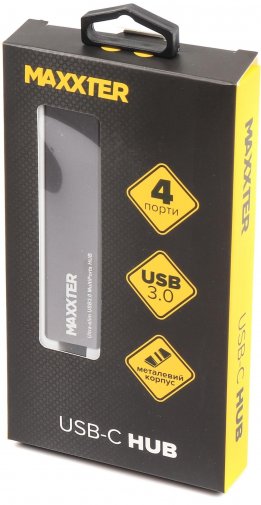 USB-хаб Maxxter HU3C-4P-01 Dark Grey (HU3C-4P-02)