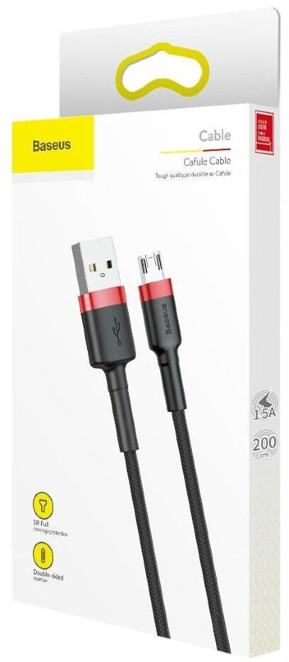 Кабель Baseus Cafule 1.5A AM / Micro USB 2m Red/Black (CAMKLF-C91)
