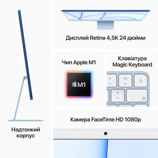Фото: ПК моноблок Apple iMac M1 24 Retina 4.5K 256GB 7GPU Blue (MJV93) № 16 | KTC