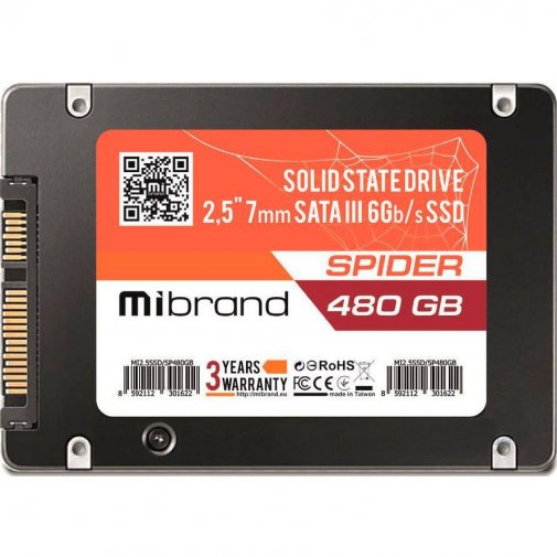  Твердотільний накопичувач Mibrand Spider SATA III 480GB Bulk (MI2.5SSD/SP480GB)