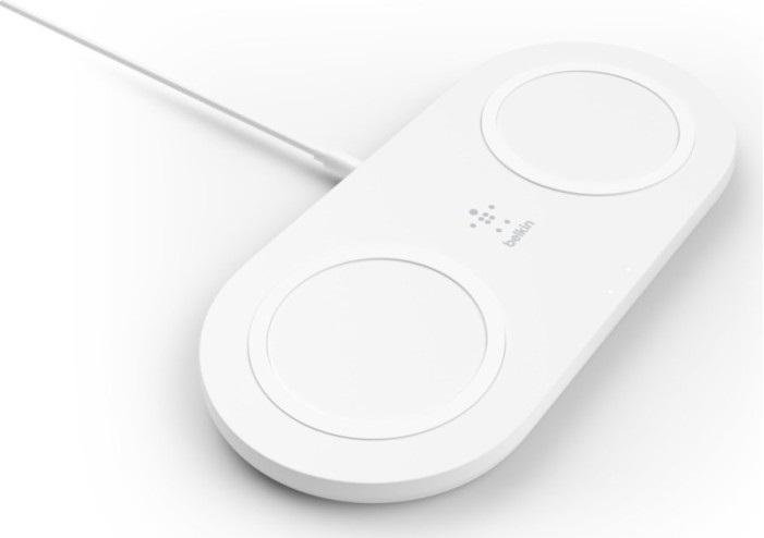 Зарядний пристрій Belkin Dual Pads Wireless Charging Qi 15W White (WIZ008VFWH)