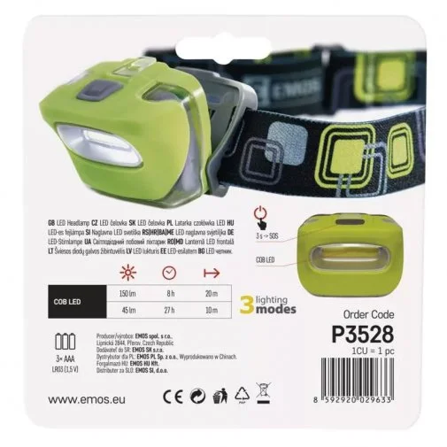 Фото: Ліхтар налобний Emos P3528 COB LED, 150 lm, 3xAAA № 7 | KTC