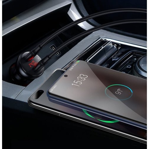 Зарядний пристрій Baseus Digital Display PPS Dual QC Car Charger 45W with Type-C 60W cable Black (TZCCBX-C0G)