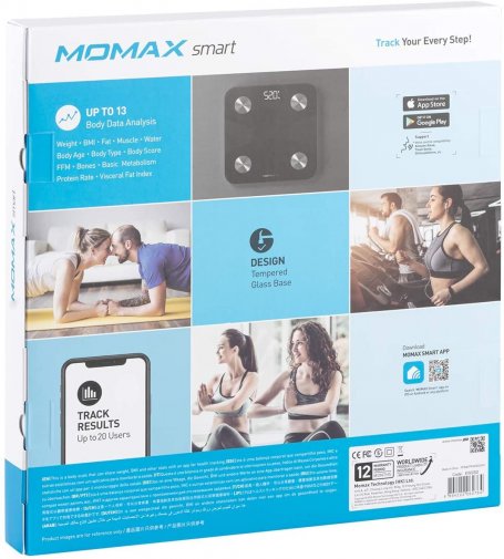 Смарт ваги Momax Lite Tracker IoT Body Scale Black (EW2SD)