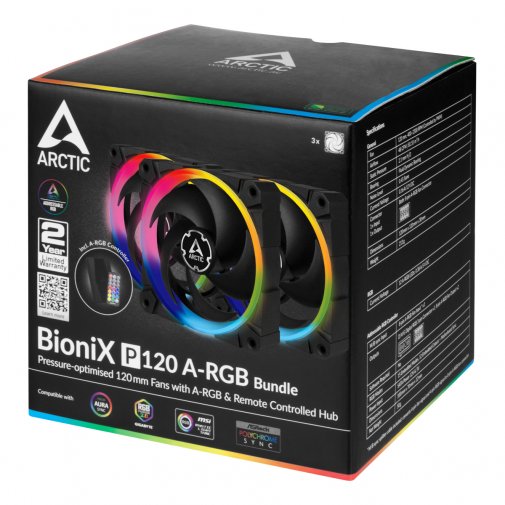 Вентилятор для корпуса Arctic BioniX P120 A-RGB 3 pcs. plus Controller Bundle (ACFAN00156A)