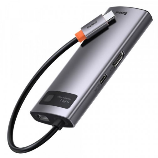 USB-хаб Baseus Metal Gleam Series 6in1 Gray (CAHUB-CW0G)