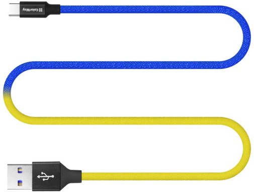 Кабель ColorWay 2.4A AM / Type-C 1m Blue/Yellow (CW-CBUC052-BLY)