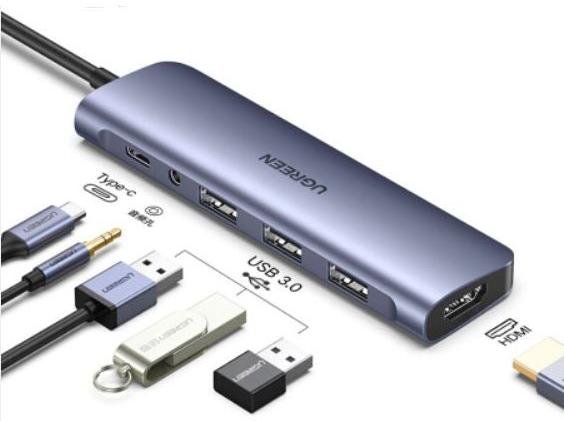 USB-хаб UGREEN CM136 Gray (80132)