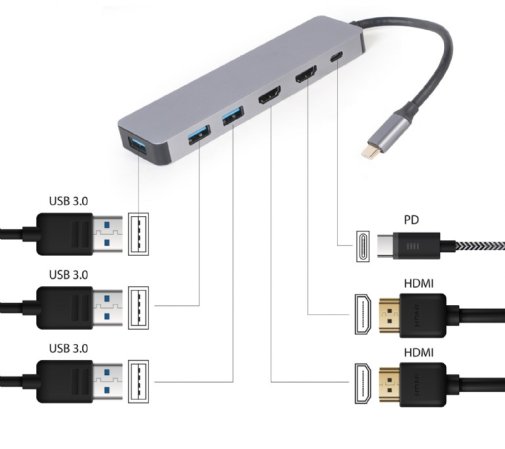  USB-хаб Cablexpert Type-C 3in1 Gray (A-CM-COMBO3-03)