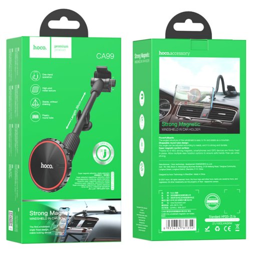 Кріплення для мобільного телефону Hoco CA99 City windshield magnetic car holder Black (6931474761354)