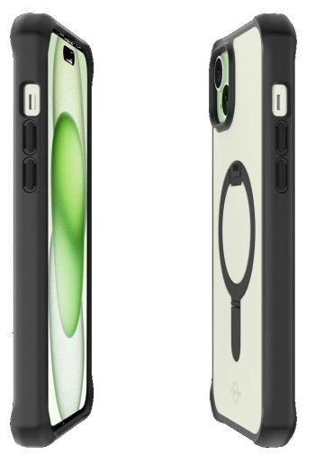 Чохол iTSkins for iPhone 15 HYBRID R Stand with MagSafe Black and transparent (AP5N-HMSTD-BKTR)