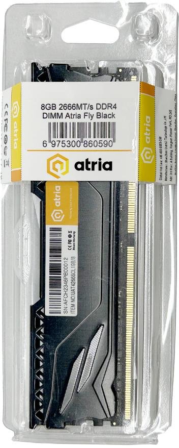 Оперативна пам’ять Atria Fly Black DDR4 1x8GB (UAT42666CL19B/8)