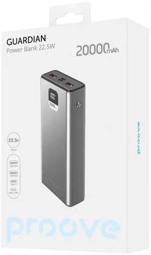 Фото: Батарея універсальна Proove Guardian 20000mAh 22.5W Metal Gray (PBG222210004) № 5 | KTC