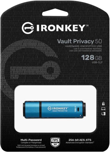 Флешка USB Kingston IronKey Vault Privacy 50 128GB Blue (IKVP50/128GB)