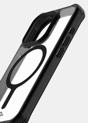  Чохол iTSkins for iPhone 15 Pro Max HYBRID R Sling 2.0 with MagSafe Black and transparent (AP5U-HMASL-BKTR)