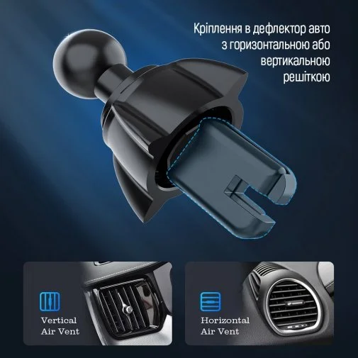 Фото: Кріплення для мобільного телефону ColorWay Air Vent Car Wireless Charger 15W Black (CW-CHAW038Q-BK) № 17 | KTC