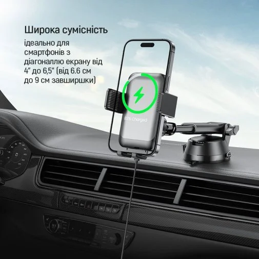 Фото: Кріплення для мобільного телефону ColorWay AutoSense Car Wireless Charger 2 Dashboard/Air Vent 15W (CW-CHAW040Q-BK) № 18 | KTC