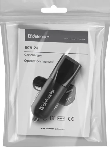 Фото: Автомобільний зарядний пристрій Defender ECA-24 2.4A Black (83824) № 10 | KTC