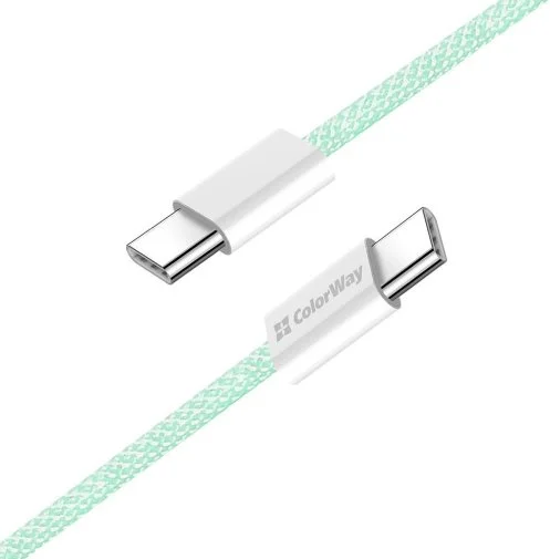 Фото: Кабель ColorWay 3A 60W Type-C / Type-C 1m Green (CW-CBPDCC061-G) № 12 | KTC