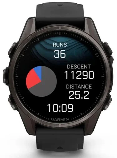 Фото: Смарт годинник Garmin fenix 8 - 43 mm AMOLED Sapphire Carbon Gray DLC Titanium with Black/Pebble Gray Silicone Band (010-02903-21) № 12 | KTC