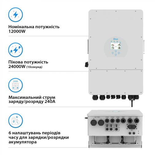 Інвертор Deye SUN-12K-SG04LP3-EU 12kW 3F 48V