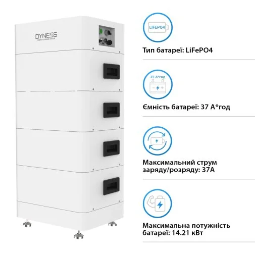 Фото: Система зберігання енергії Dyness Tower T14 LiFePO4 4xHV9637 384V 37Ah 14.21kWh BMS № 7 | KTC