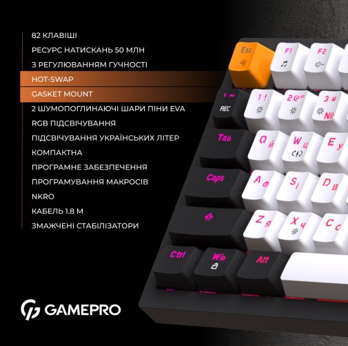  Клавіатура GamePro MK160B RGB USB Black