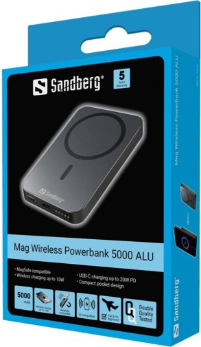 Батарея універсальна Sandberg Mag Wireless 5000mAh 20W/Qi 15W Black (420-96)