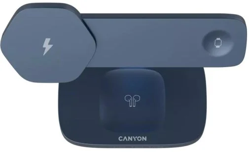 Фото: Бездротова зарядна станція Canyon Hexagon WCS-310 3in1 24W Dark Grey/Blue (CNS-WCS310DGBL) № 13 | KTC