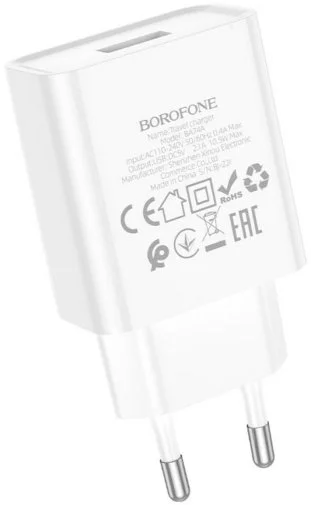 Фото: Зарядний пристрій BOROFONE BA74A White with AM/MicroUSB (BA74AMW) № 12 | KTC