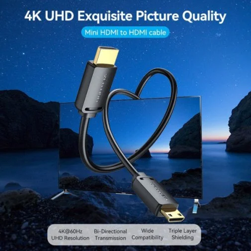 Фото: Кабель Vention v2.0 4K 60Hz HDR Dolby HDMI / MiniHDMI 2m Black (AGHBH) № 11 | KTC