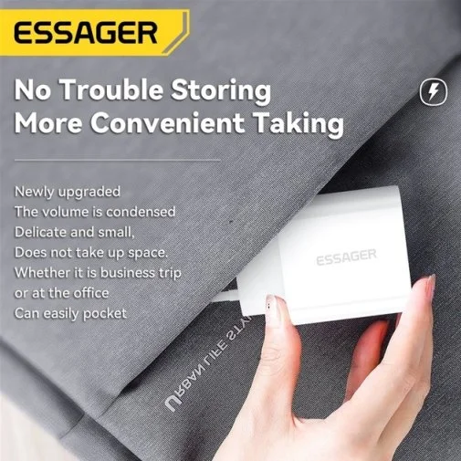 Фото: Зарядний пристрій Essager Vanjane Travelling Charger PD 20W White (ECTC-FJB02-P) № 9 | KTC