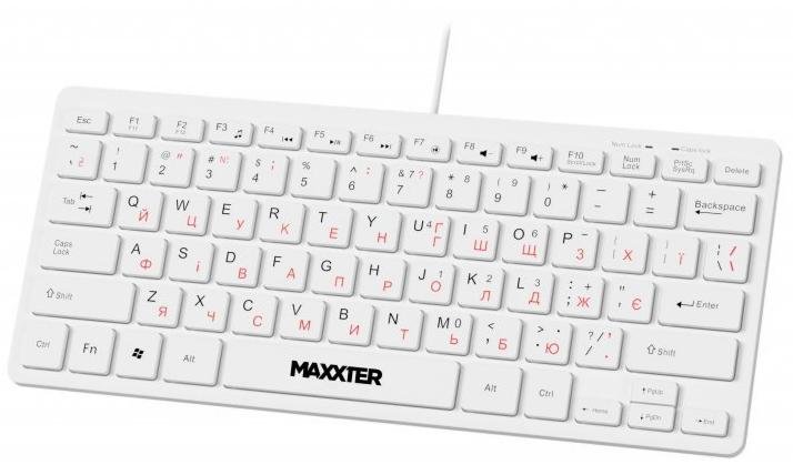 Клавіатура компактна Maxxter KBM-C01W-UA White