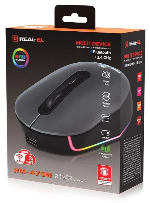 Фото: Миша Real-EL RM-470W Wireless Dark Gray (EL123200049) № 28 | KTC